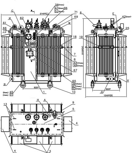 Трансформатор масляный трехфазный РУСТЕХНИКА ТМГ-1250-6 D/Yii-11 Измерительные трансформаторы тока #2